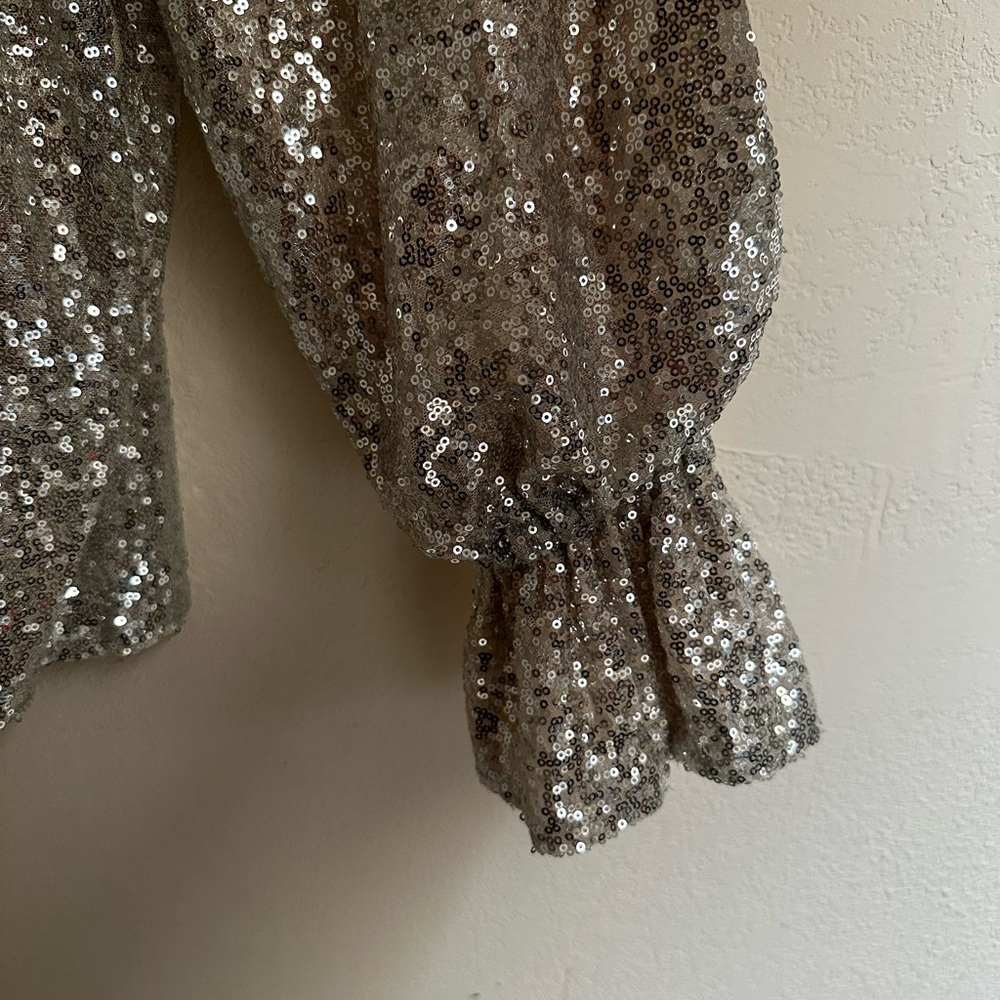 BOLD elements Shimmering Silver Sequin Blouse - image 4